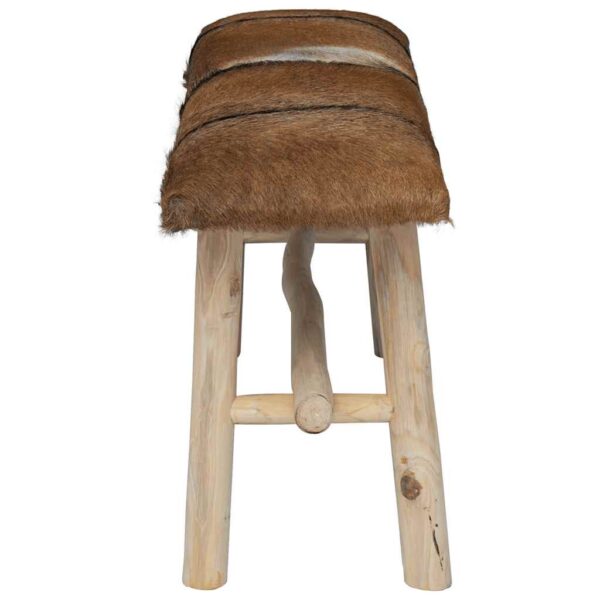 vidaXL Bench Goatskin Leather Teak - Image 3