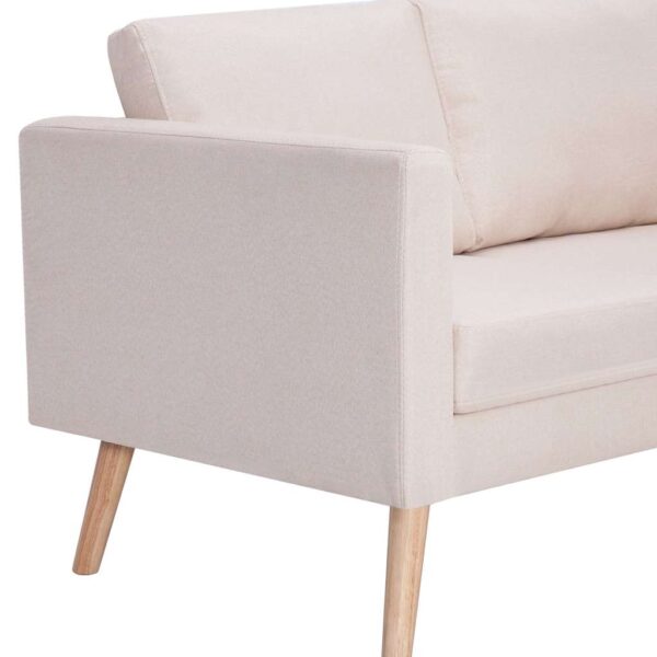 vidaXL 2 Piece Sofa Set Fabric Cream - Image 10