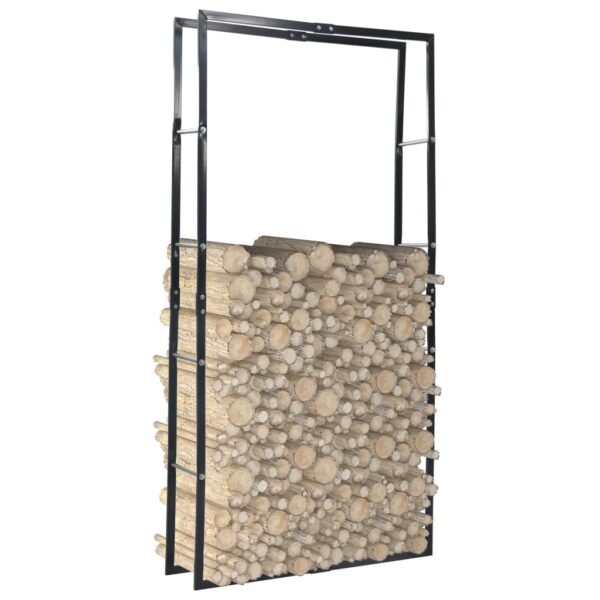 vidaXL Firewood Rack Black 100x25x200 cm Steel - Image 1
