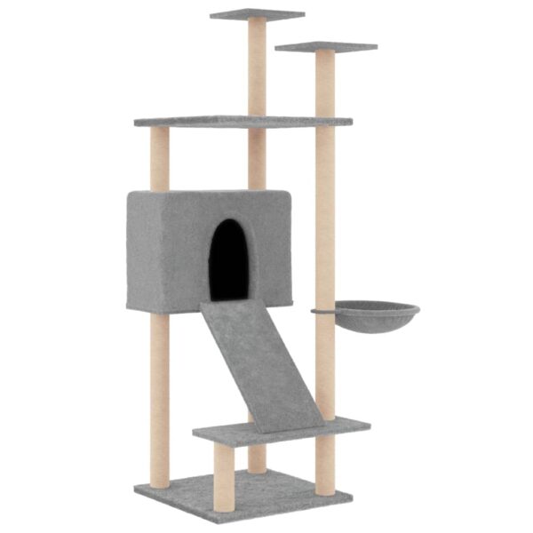 vidaXL Cat Tree with Sisal Scratching Posts Light Grey 153 cm - Image 2
