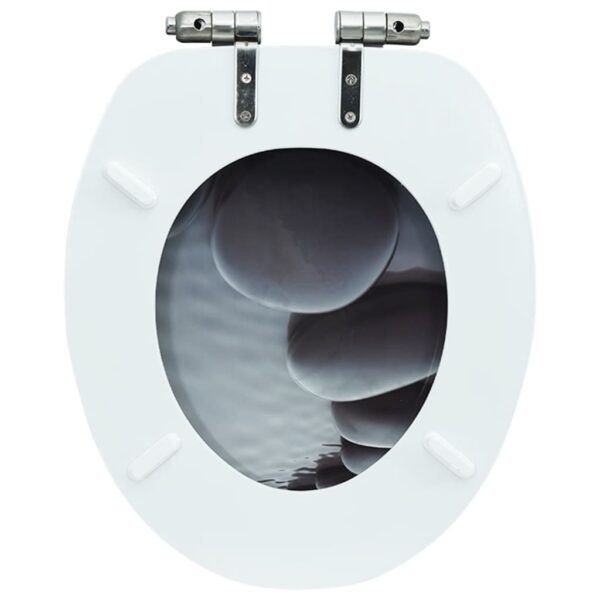 vidaXL WC Toilet Seat with Soft Close Lid MDF Stones Design - Image 7