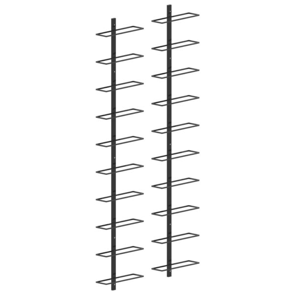 vidaXL Wall-mounted Wine Racks for 20 Bottles 2 pcs Black Metal - Image 1