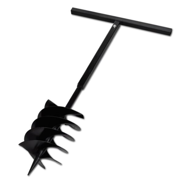 Ground Drill with Handle Auger Bit 200 mm Three Spirals Steel Black - Image 1