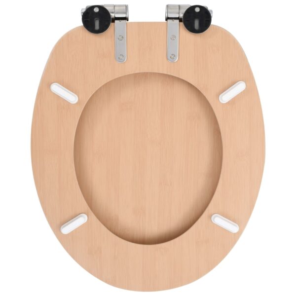 vidaXL WC Toilet Seats 2 pcs with Soft Close Lids MDF Bamboo Design - Image 6