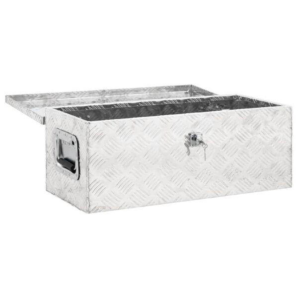 vidaXL Storage Box Silver 70x31x27 cm Aluminium - Image 5
