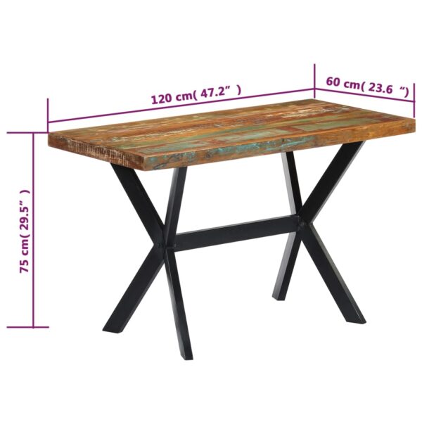 vidaXL Dining Table 120x60x75 cm Solid Reclaimed Wood - Image 7
