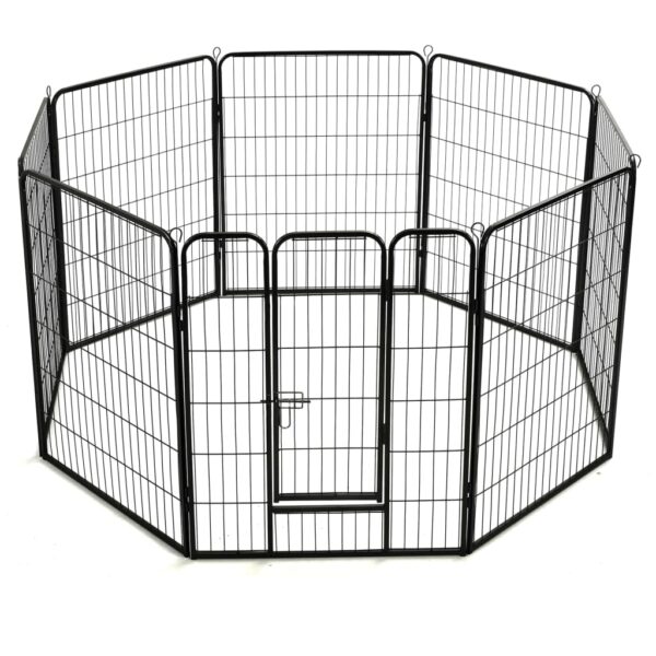 vidaXL Dog Playpen 8 Panels Steel 80x100 cm Black - Image 4