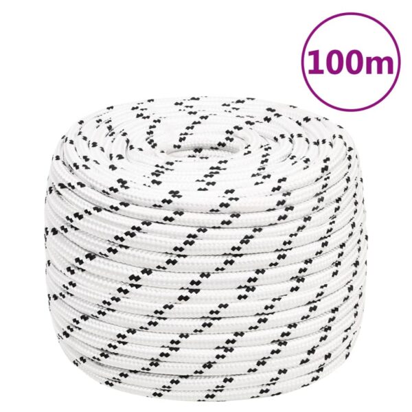 vidaXL Braided Boat Rope White 12 mmx100 m Polyester - Image 6