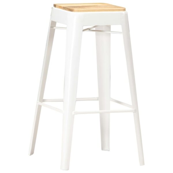 vidaXL Bar Stools 4 pcs White Solid Mango Wood - Image 11