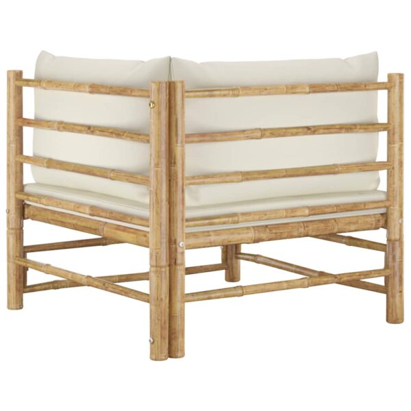 vidaXL 2 Piece Garden Lounge Set with Cream White Cushions Bamboo - Image 5