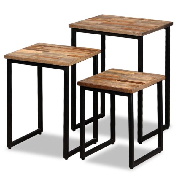vidaXL 3 Piece Nesting Coffee Table Set Solid Reclaimed Teak - Image 1