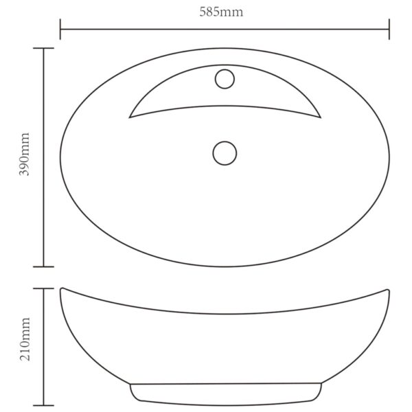 vidaXL Luxury Ceramic Basin Oval with Overflow and Faucet Hole - Image 6
