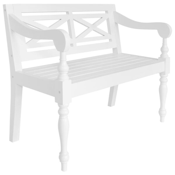 vidaXL Batavia Bench 98 cm Solid Mahogany Wood White - Image 1