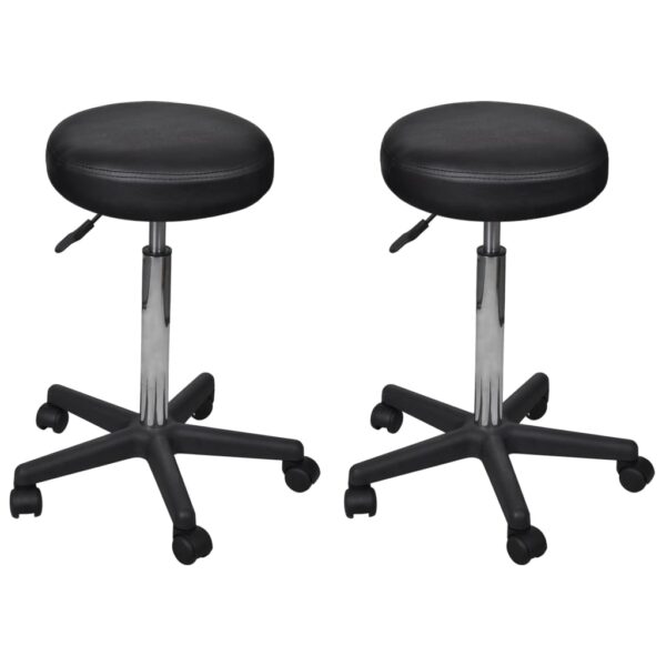 vidaXL Office Stools 2 pcs Black 35.5x84 cm Faux Leather - Image 1
