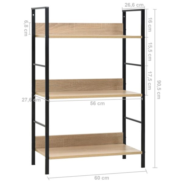 vidaXL 3-Layer Book Shelf Oak 60x27.6x90.5 cm Engineered Wood - Image 8