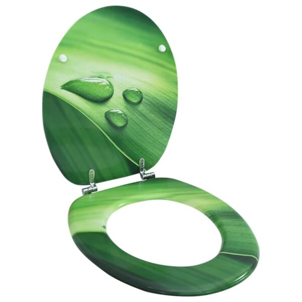 vidaXL WC Toilet Seat with Lid MDF Green Water Drop Design - Image 1