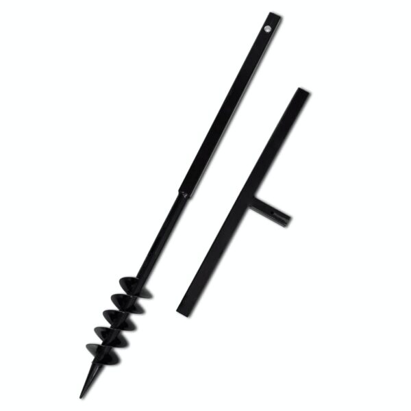 Ground Drill with Handle Auger Bit 80 mm Double Spirals Steel Black - Image 1