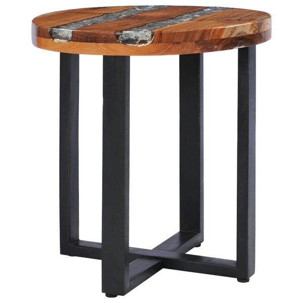 vidaXL Coffee Table 40x45 cm Solid Teak Wood and Polyresin - Image 8