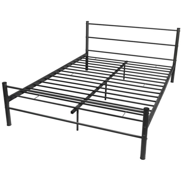 vidaXL Bed Frame without Mattress Black Metal Double Size - Image 2