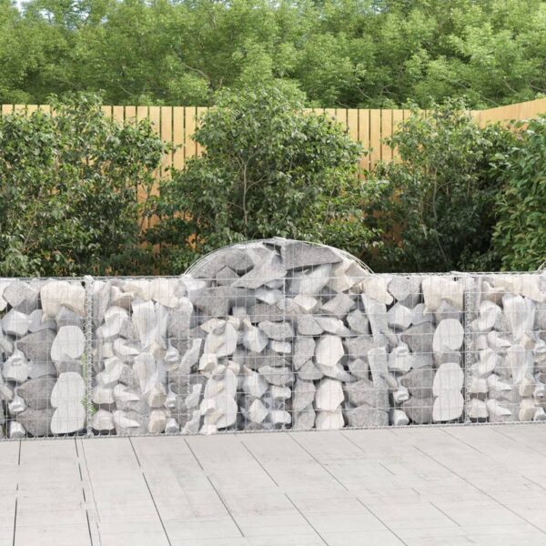 vidaXL Arched Gabion Basket 200x30x80/100 cm Galvanised Iron - Image 1