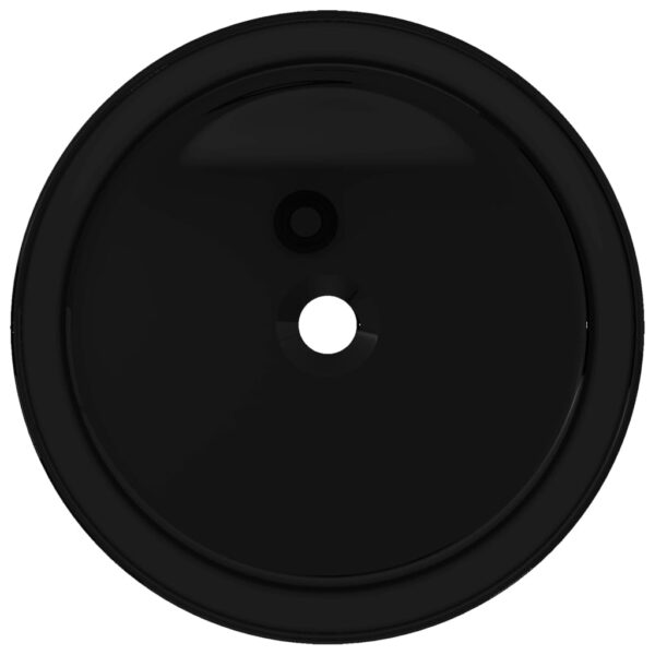 vidaXL Basin Ceramic Round Black 40x15 cm - Image 3