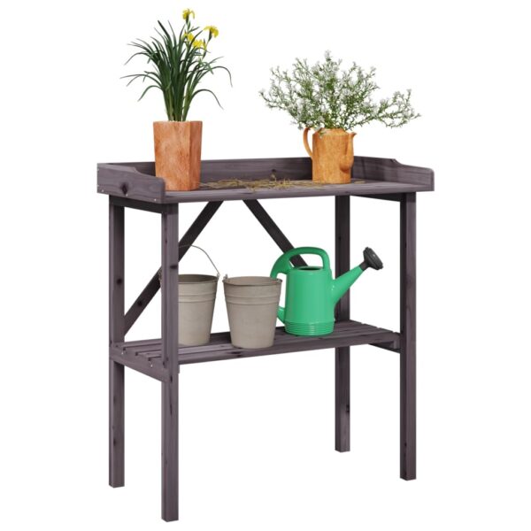 vidaXL Plant Table with Shelf Grey 78x38x82.5 cm Solid Wood Fir - Image 1
