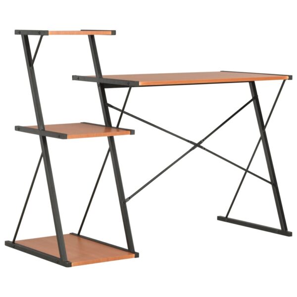 vidaXL Desk with Shelf Black and Brown 116x50x93 cm - Image 5