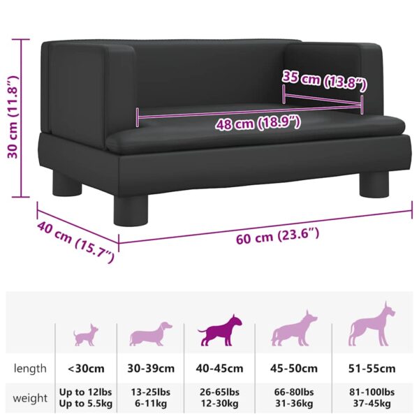 vidaXL Dog Bed Black 60x40x30 cm Faux Leather - Image 7