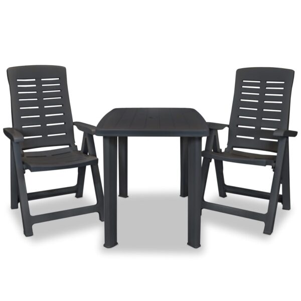 vidaXL 3 Piece Bistro Set Plastic Anthracite - Image 2
