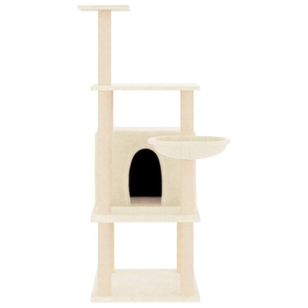 vidaXL Cat Tree with Sisal Scratching Posts Cream 132 cm - Image 3