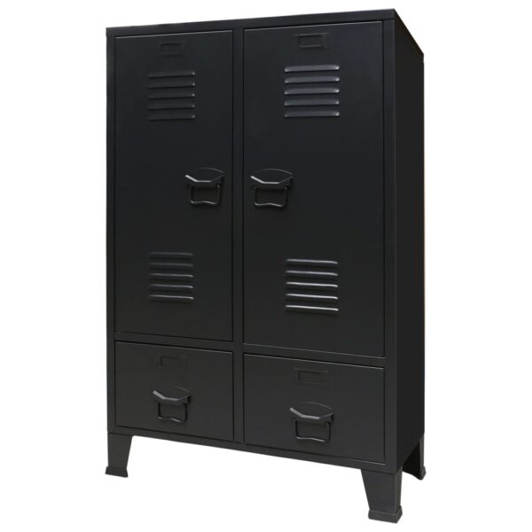 vidaXL Wardrobe Metal Industrial Style 67x35x107 cm Black - Image 1