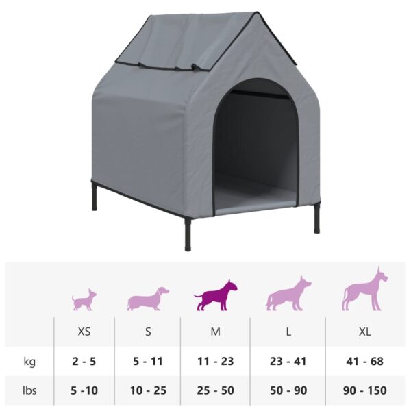 vidaXL Dog House Light Grey Oxford Fabric and Steel - Image 11
