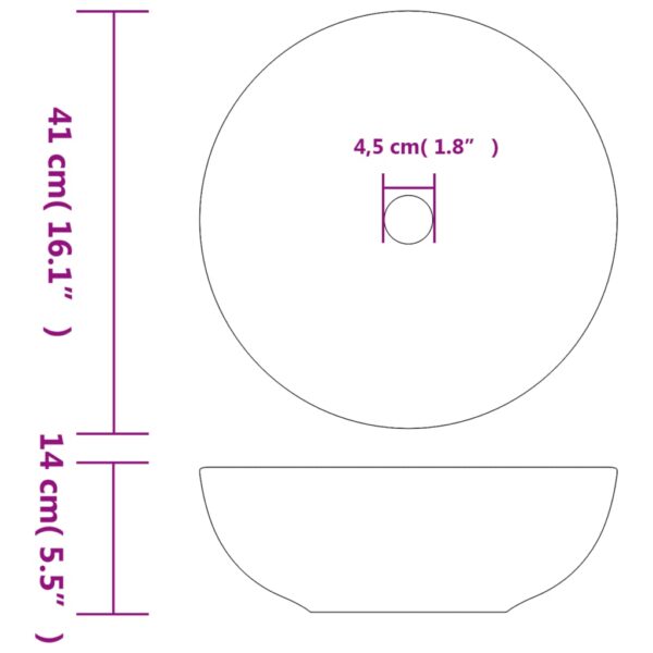 vidaXL Countertop Basin Multicolour Round Φ41x14 cm Ceramic - Image 6