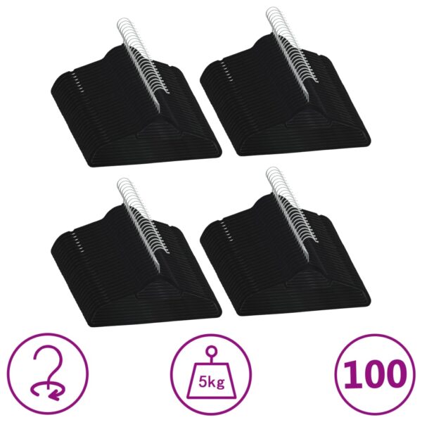 vidaXL 100 pcs Clothes Hanger Set Anti-slip Black Velvet - Image 1