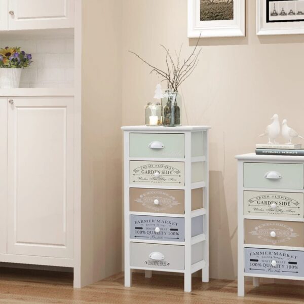 vidaXL French Storage Cabinet 5 Drawers Wood - Image 1
