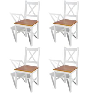 vidaXL Dining Chairs 4 pcs White Pinewood