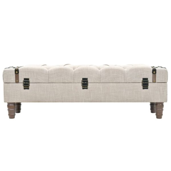 vidaXL Storage Bench Solid Wood and Steel 111x34x37 cm - Image 3