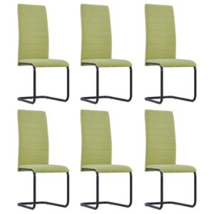 vidaXL Cantilever Dining Chairs 6 pcs Green Fabric