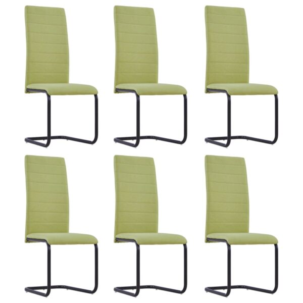 vidaXL Cantilever Dining Chairs 6 pcs Green Fabric - Image 1