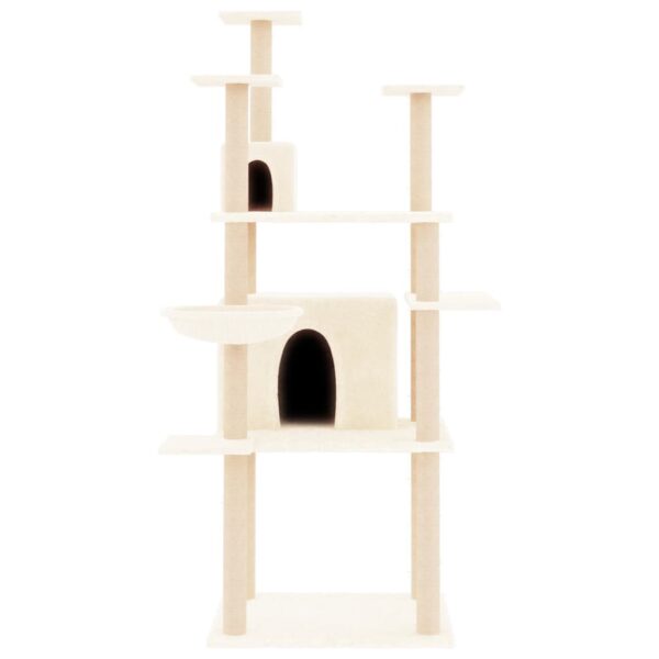 vidaXL Cat Tree with Sisal Scratching Posts Cream 166 cm - Image 3