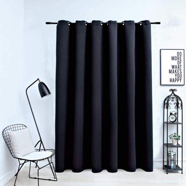 vidaXL Blackout Curtain with Metal Rings Black 290x245 cm - Image 1
