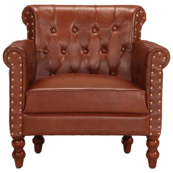 vidaXL Armchair Brown Real Goat Leather - Image 2
