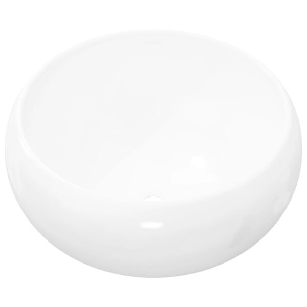 vidaXL Basin Round Ceramic White 40x15 cm - Image 2