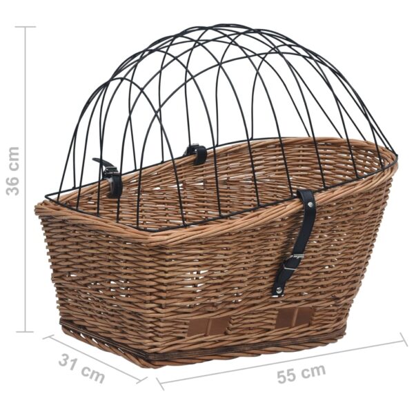 vidaXL Bike Rear Basket with Cover 55x31x36 cm Natural Willow - Image 10