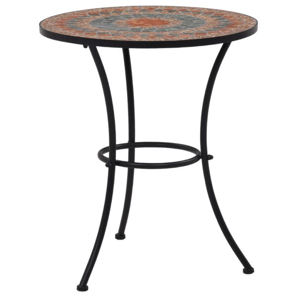 vidaXL 3 Piece Mosaic Bistro Set Ceramic Tile Orange/Grey - Image 2