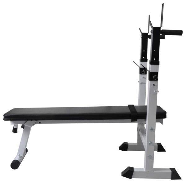 vidaXL Workout Bench with Weight Rack Barbell and Dumbbell Set 60.5kg - Image 3