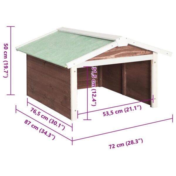 vidaXL Robotic Lawn Mower Garage 72x87x50 cm Mocca and White Firwood - Image 9