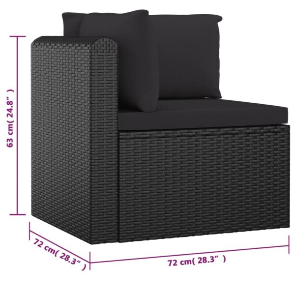 vidaXL 10 Piece Garden Lounge Set with Cushions Poly Rattan Black - Image 9