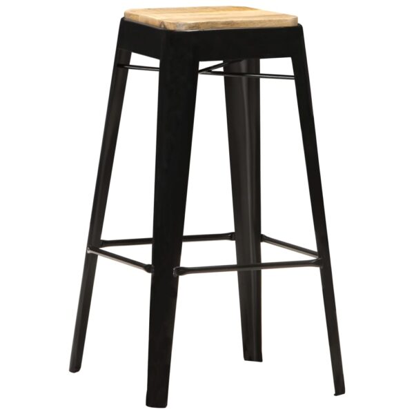 vidaXL Bar Stools 4 pcs Black Solid Mango Wood - Image 10