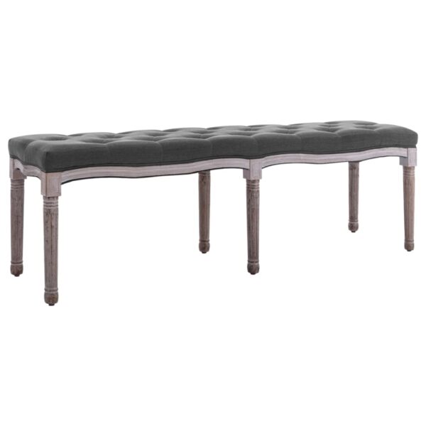 vidaXL Bench Linen Solid Wood 150x40x48 cm Dark Grey - Image 1